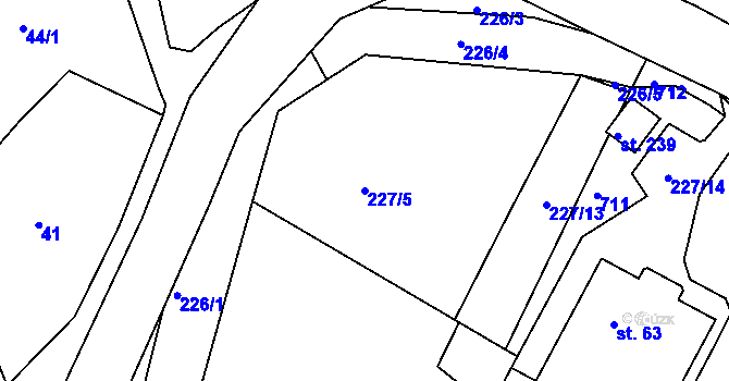 Parcela st. 227/5 v KÚ Rašovice u Klášterce nad Ohří, Katastrální mapa