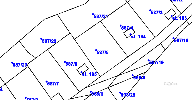Parcela st. 587/5 v KÚ Rašovice u Klášterce nad Ohří, Katastrální mapa