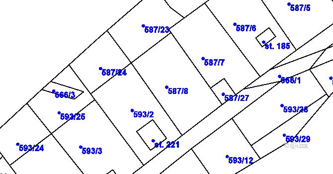 Parcela st. 587/8 v KÚ Rašovice u Klášterce nad Ohří, Katastrální mapa