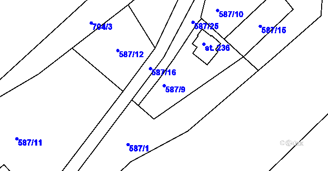 Parcela st. 587/9 v KÚ Rašovice u Klášterce nad Ohří, Katastrální mapa