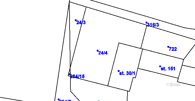 Parcela st. 24/4 v KÚ Rašovice u Klášterce nad Ohří, Katastrální mapa