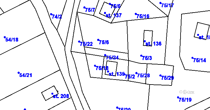 Parcela st. 75/24 v KÚ Rašovice u Klášterce nad Ohří, Katastrální mapa