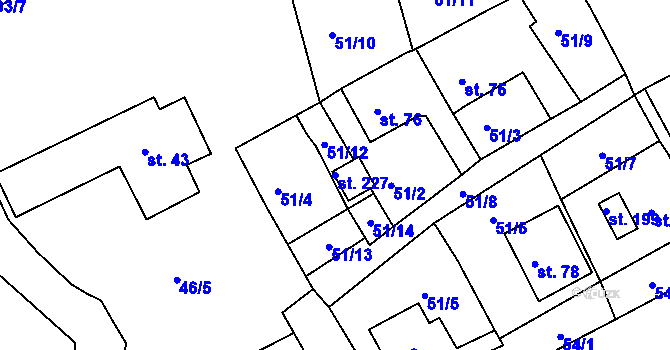 Parcela st. 227 v KÚ Rašovice u Klášterce nad Ohří, Katastrální mapa