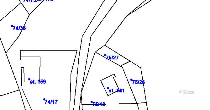 Parcela st. 75/27 v KÚ Rašovice u Klášterce nad Ohří, Katastrální mapa