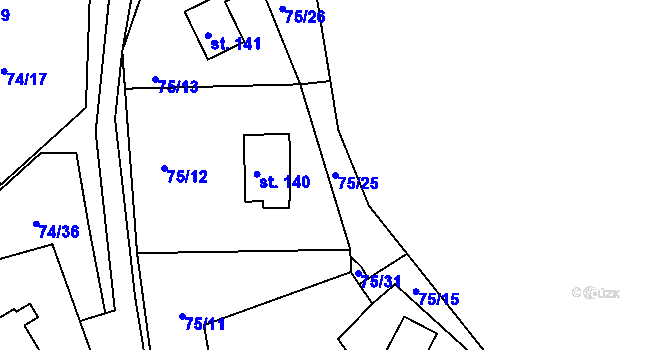 Parcela st. 75/25 v KÚ Rašovice u Klášterce nad Ohří, Katastrální mapa