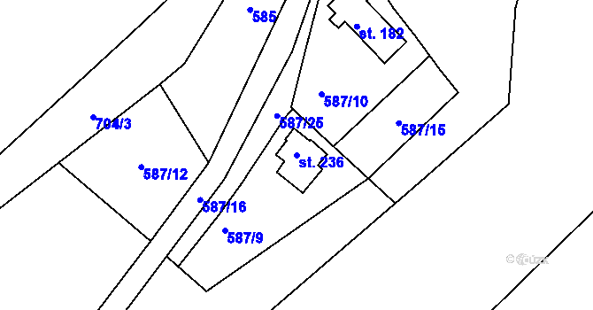 Parcela st. 236 v KÚ Rašovice u Klášterce nad Ohří, Katastrální mapa