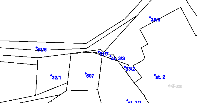 Parcela st. 51/7 v KÚ Suchý Důl u Klášterce nad Ohří, Katastrální mapa