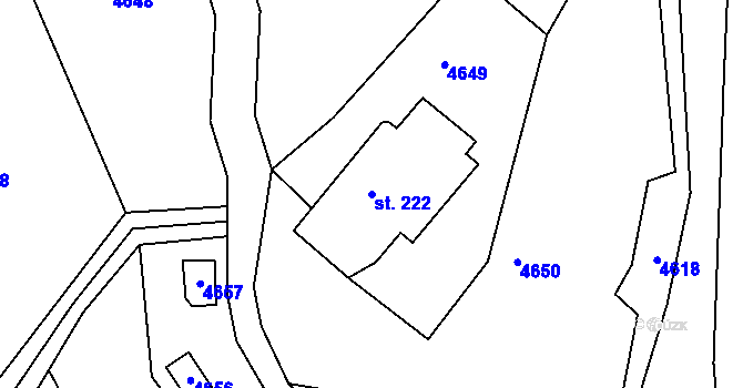 Parcela st. 222 v KÚ Klášterec nad Orlicí, Katastrální mapa