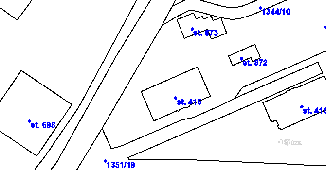 Parcela st. 415 v KÚ Klášterec nad Orlicí, Katastrální mapa