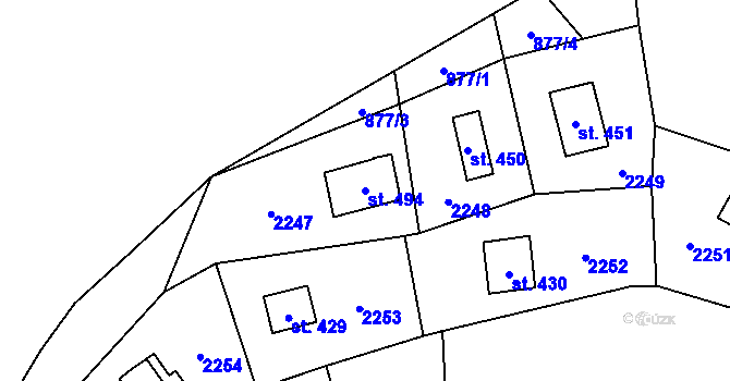 Parcela st. 494 v KÚ Klášterec nad Orlicí, Katastrální mapa