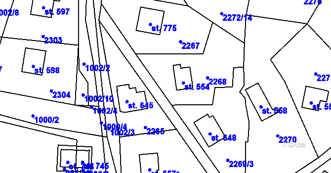 Parcela st. 554 v KÚ Klášterec nad Orlicí, Katastrální mapa