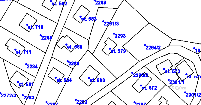 Parcela st. 579 v KÚ Klášterec nad Orlicí, Katastrální mapa