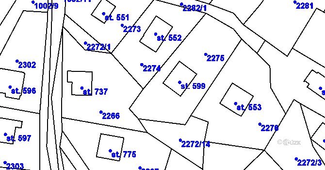 Parcela st. 599 v KÚ Klášterec nad Orlicí, Katastrální mapa