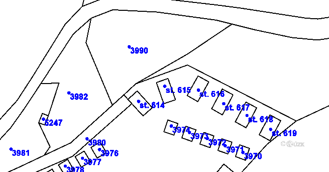 Parcela st. 615 v KÚ Klášterec nad Orlicí, Katastrální mapa