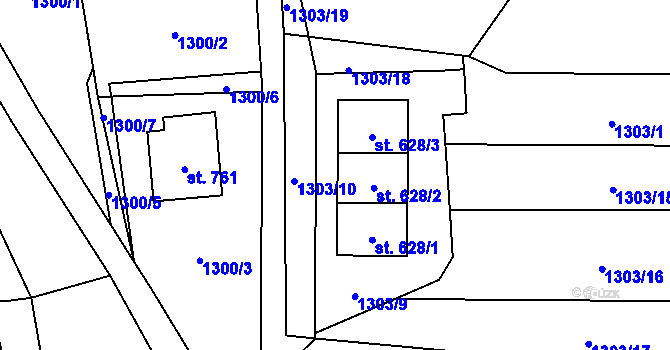 Parcela st. 628/2 v KÚ Klášterec nad Orlicí, Katastrální mapa