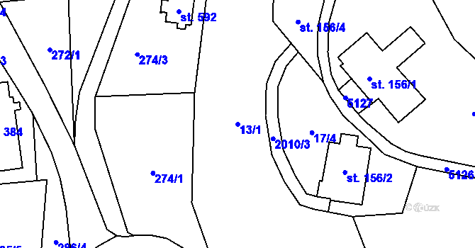 Parcela st. 13/1 v KÚ Klášterec nad Orlicí, Katastrální mapa