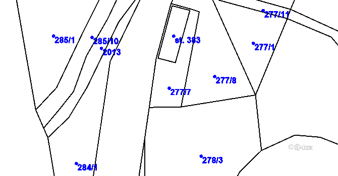 Parcela st. 277/7 v KÚ Klášterec nad Orlicí, Katastrální mapa
