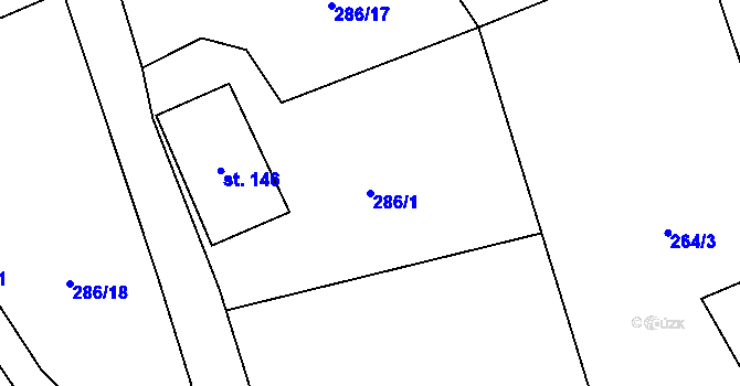 Parcela st. 286/1 v KÚ Klášterec nad Orlicí, Katastrální mapa