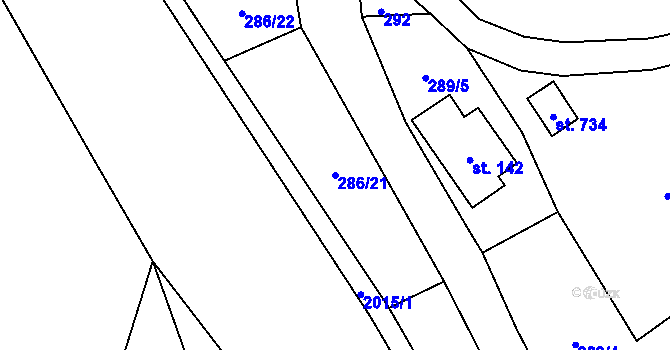 Parcela st. 286/21 v KÚ Klášterec nad Orlicí, Katastrální mapa