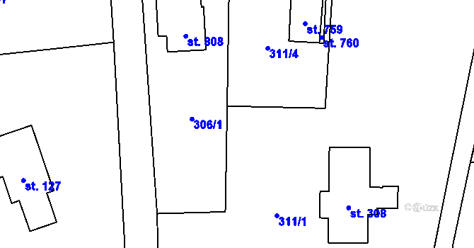 Parcela st. 311/3 v KÚ Klášterec nad Orlicí, Katastrální mapa