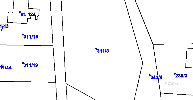 Parcela st. 311/8 v KÚ Klášterec nad Orlicí, Katastrální mapa