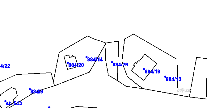 Parcela st. 884/27 v KÚ Klášterec nad Orlicí, Katastrální mapa