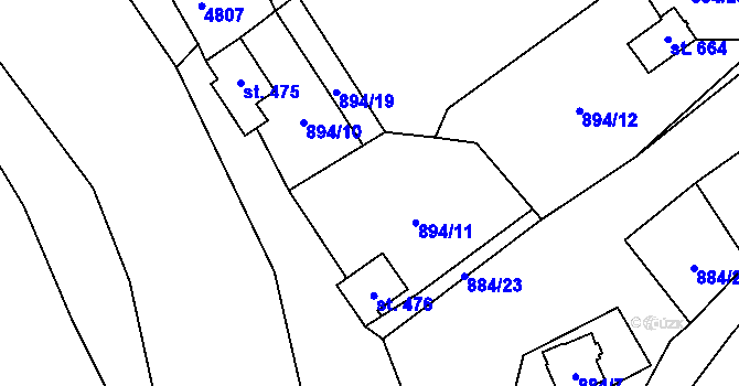 Parcela st. 894/18 v KÚ Klášterec nad Orlicí, Katastrální mapa