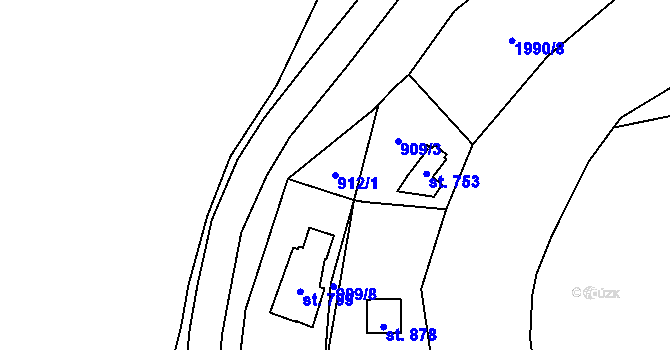 Parcela st. 912/1 v KÚ Klášterec nad Orlicí, Katastrální mapa