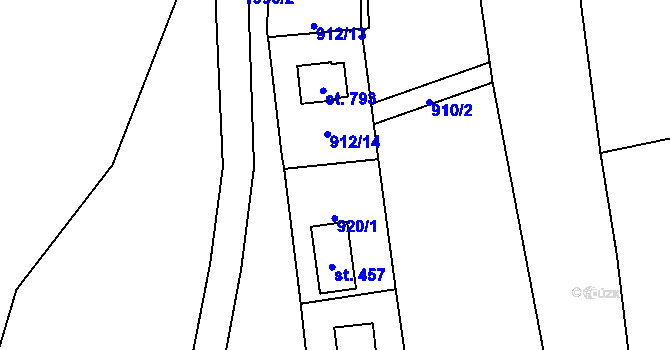 Parcela st. 912/15 v KÚ Klášterec nad Orlicí, Katastrální mapa