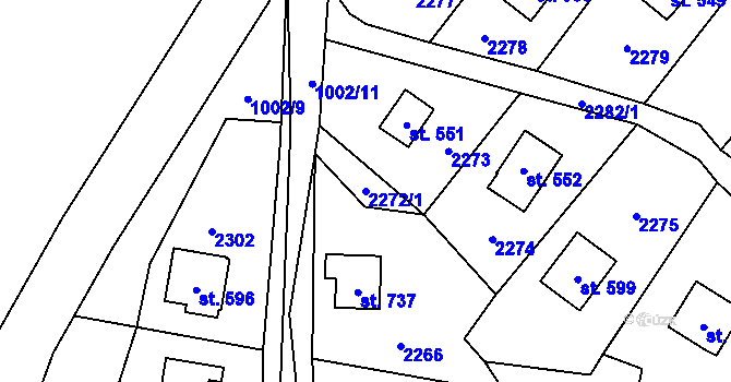 Parcela st. 2272/1 v KÚ Klášterec nad Orlicí, Katastrální mapa