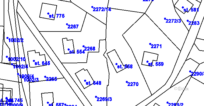 Parcela st. 2272/2 v KÚ Klášterec nad Orlicí, Katastrální mapa