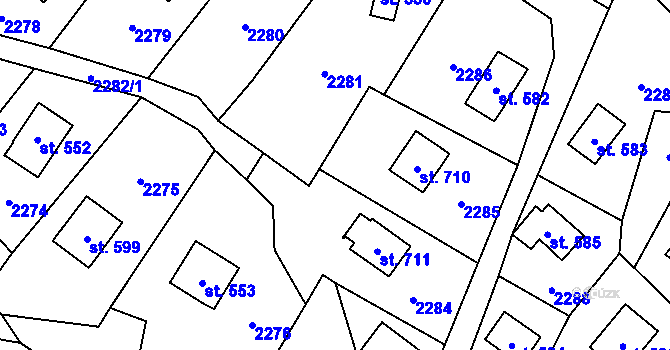 Parcela st. 2272/7 v KÚ Klášterec nad Orlicí, Katastrální mapa