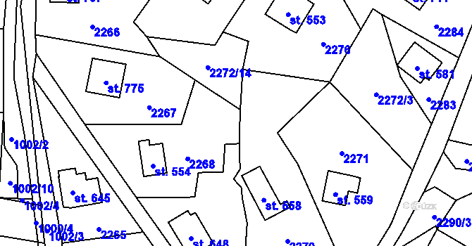 Parcela st. 2272/9 v KÚ Klášterec nad Orlicí, Katastrální mapa