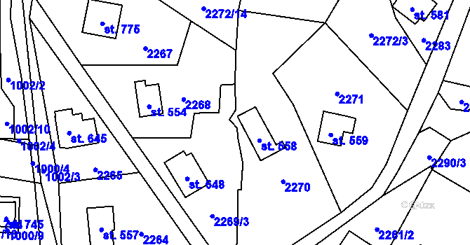 Parcela st. 2272/12 v KÚ Klášterec nad Orlicí, Katastrální mapa