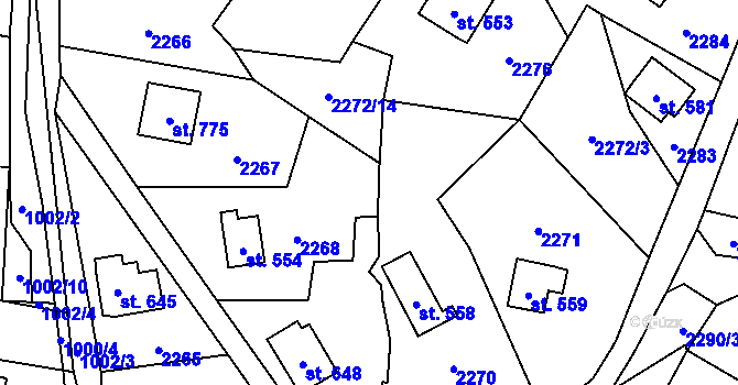 Parcela st. 2272/13 v KÚ Klášterec nad Orlicí, Katastrální mapa