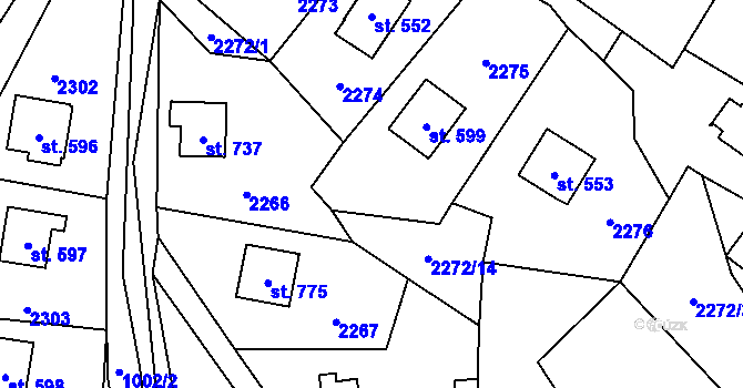 Parcela st. 2272/18 v KÚ Klášterec nad Orlicí, Katastrální mapa
