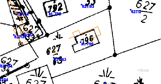 Parcela st. 796 v KÚ Klášterec nad Orlicí, Katastrální mapa