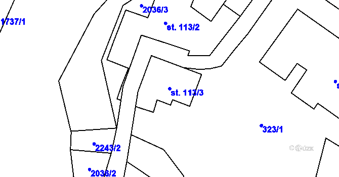 Parcela st. 113/3 v KÚ Klášterec nad Orlicí, Katastrální mapa