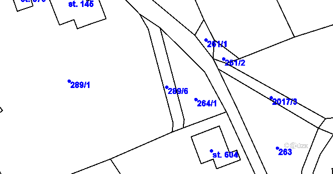 Parcela st. 289/6 v KÚ Klášterec nad Orlicí, Katastrální mapa