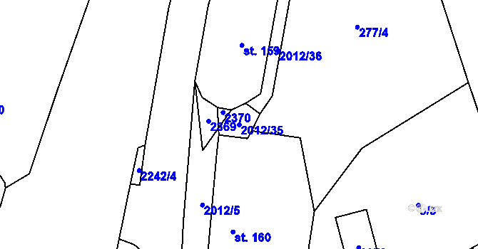 Parcela st. 2012/35 v KÚ Klášterec nad Orlicí, Katastrální mapa