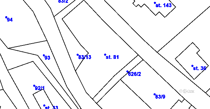 Parcela st. 81 v KÚ Klášterská Lhota, Katastrální mapa