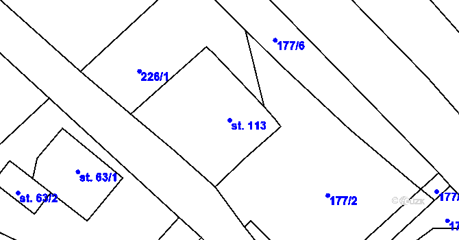 Parcela st. 113 v KÚ Klášterská Lhota, Katastrální mapa