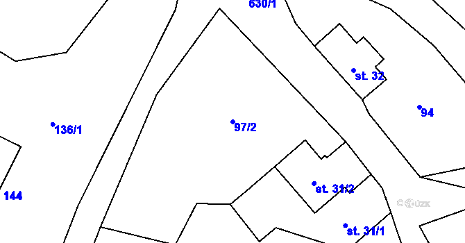 Parcela st. 97/2 v KÚ Klášterská Lhota, Katastrální mapa