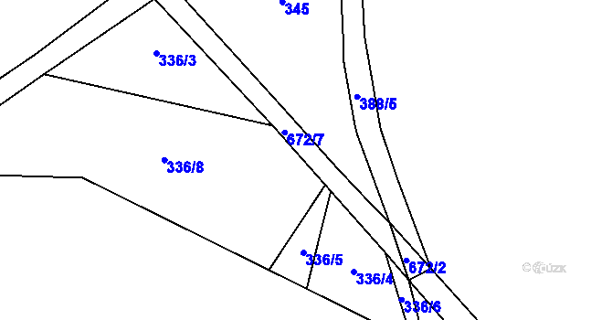Parcela st. 672/6 v KÚ Klášterská Lhota, Katastrální mapa