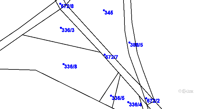 Parcela st. 672/7 v KÚ Klášterská Lhota, Katastrální mapa