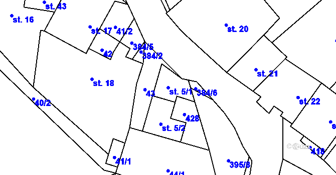 Parcela st. 5/1 v KÚ Klatovec, Katastrální mapa
