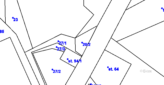 Parcela st. 20/2 v KÚ Klatovec, Katastrální mapa