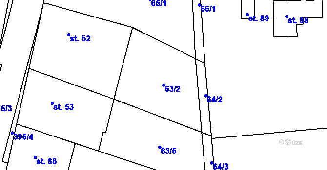 Parcela st. 63/2 v KÚ Klatovec, Katastrální mapa