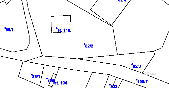 Parcela st. 82/2 v KÚ Klatovec, Katastrální mapa