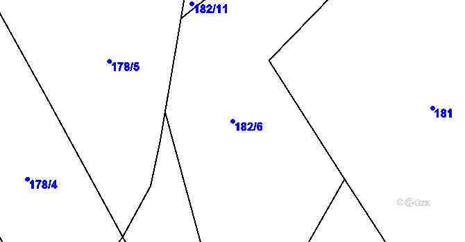 Parcela st. 182/6 v KÚ Klatovec, Katastrální mapa